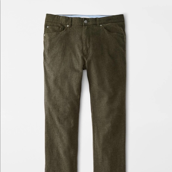 NWT peter millar flannel five pocket pants in loden / green - Picture 6 of 6
